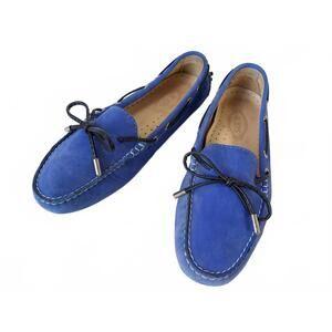 Tod's Italy Gommino Women Leather Shoes Pebble Sole Blue 7
